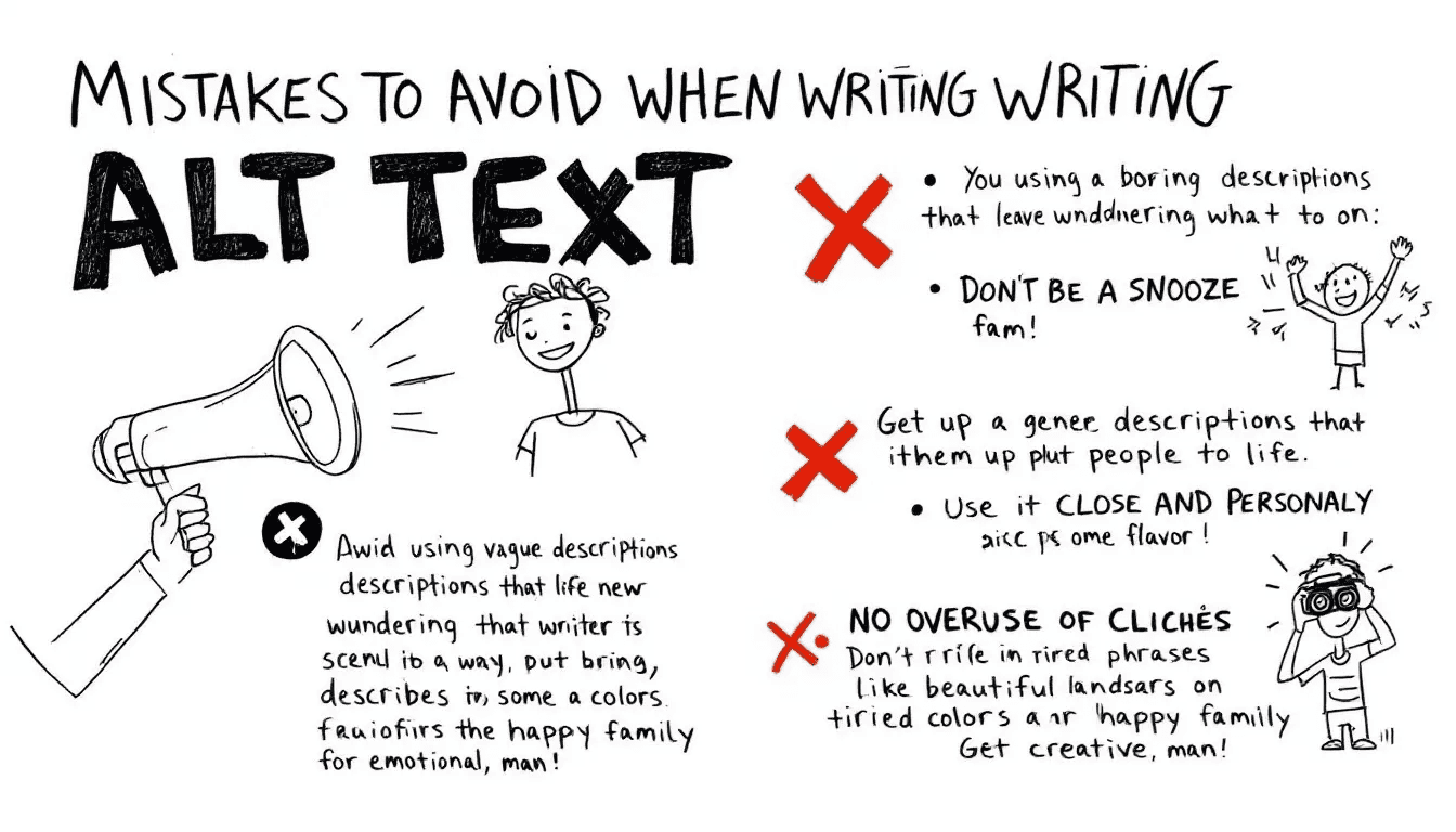 Common mistakes to avoid when writing alt text.