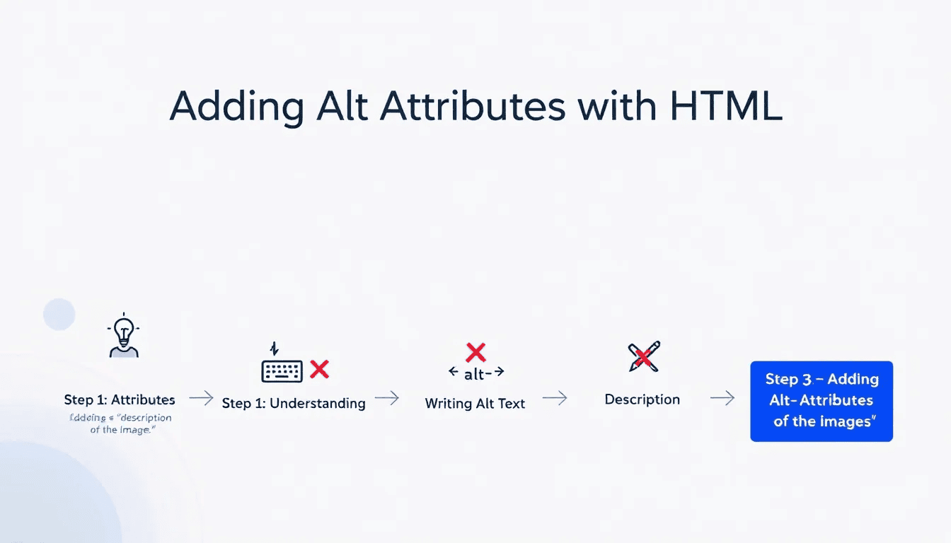 A diagram illustrating how to add alt attributes using HTML code.