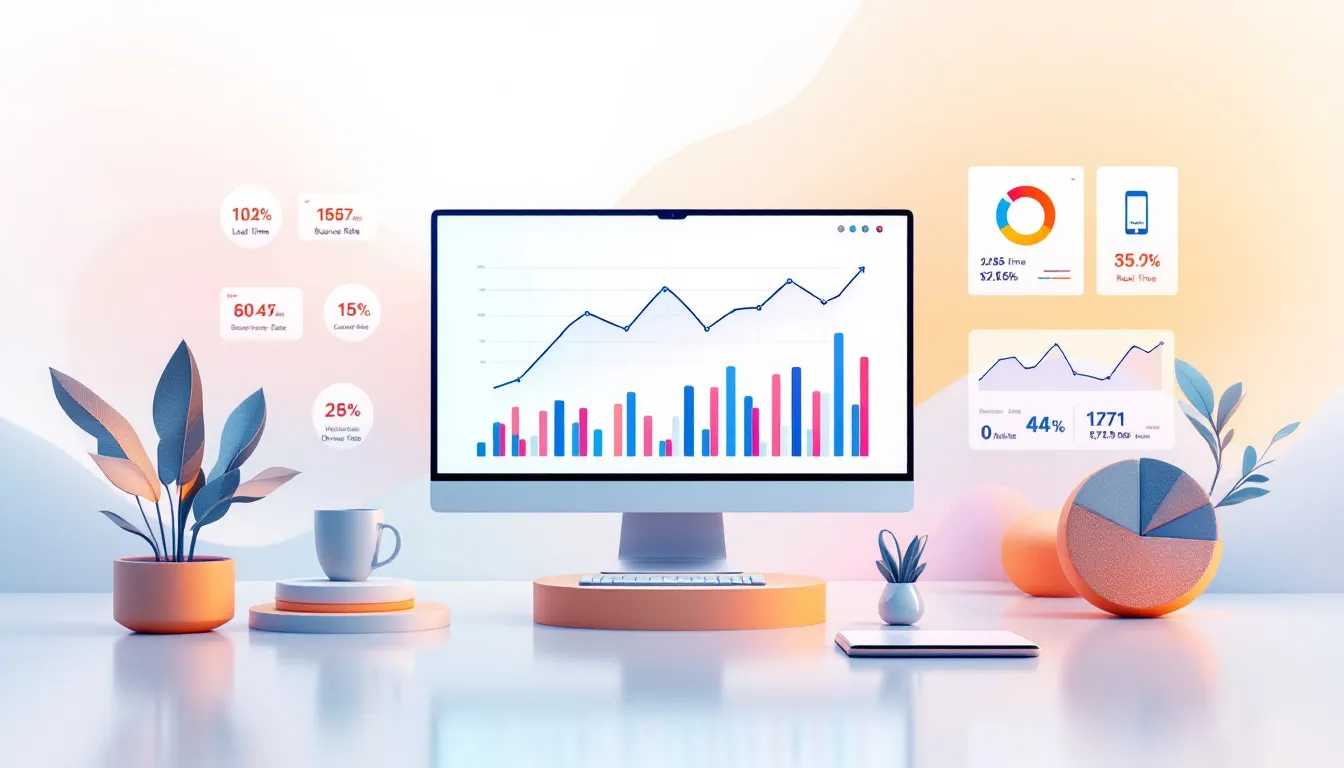 A visual representation of key metrics for website performance, including graphs and data charts.