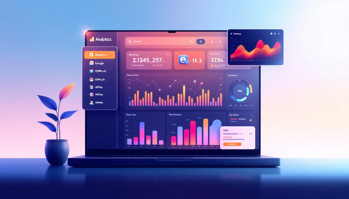 An illustration of website analysis tools in action, showcasing various analytics data.