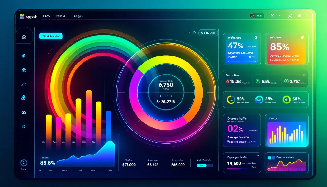 An automated SEO reporting dashboard showcasing metrics.