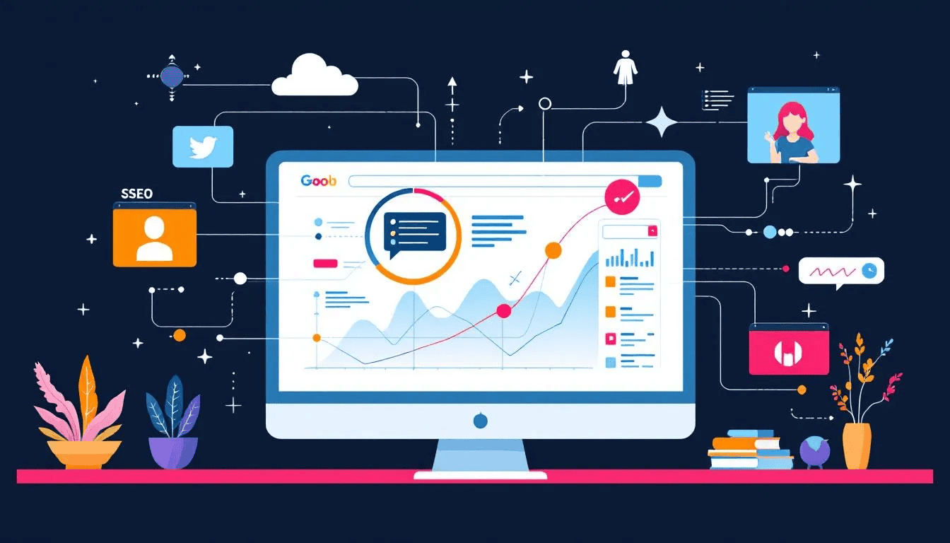 An illustration depicting the concept of search engine positioning.